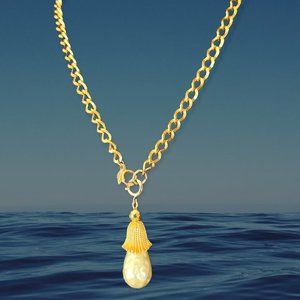 Vintage VTG Sarah Coventry Big Pearl Solitaire Statement Pendant Necklace